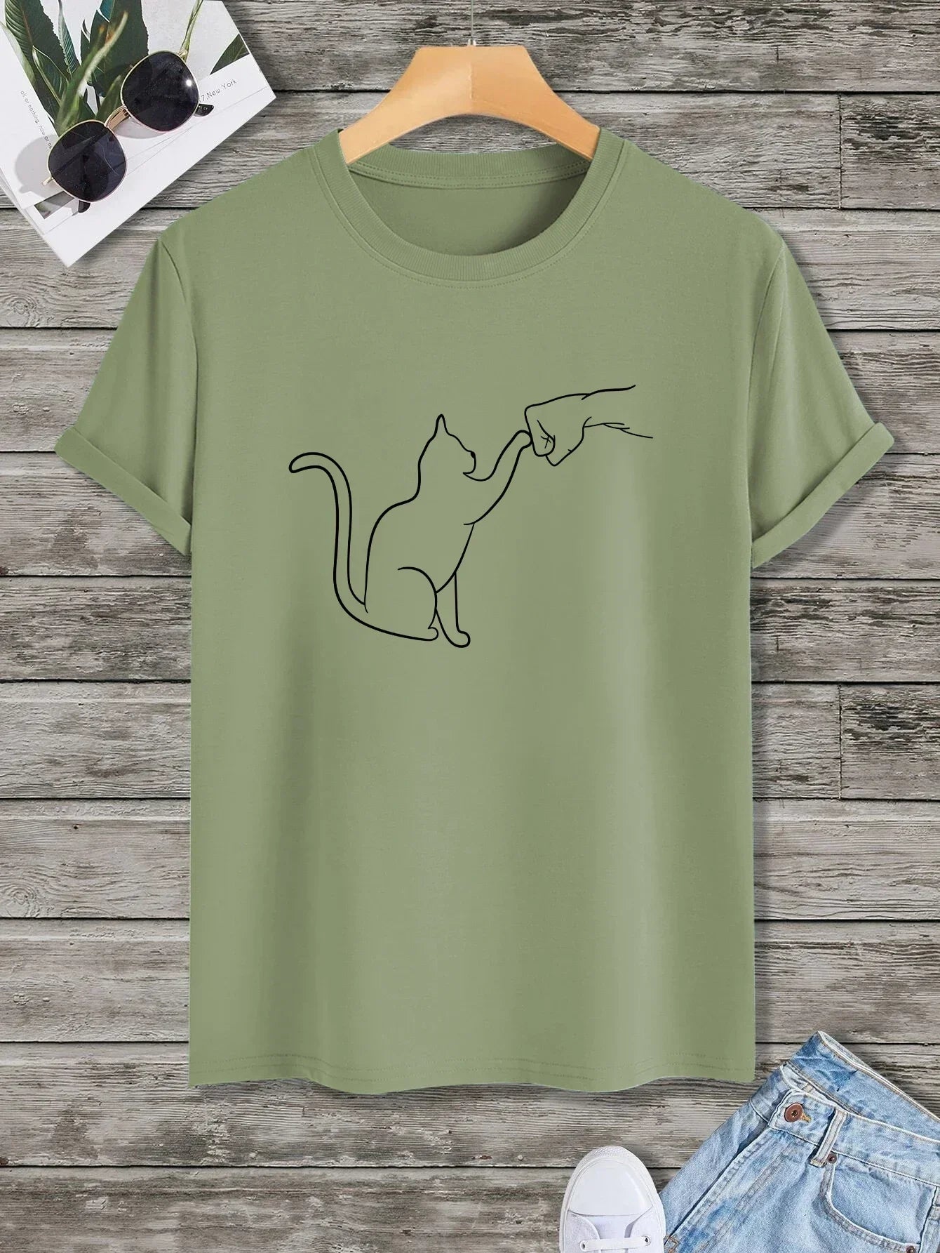 Men Cat Print T-Shirt