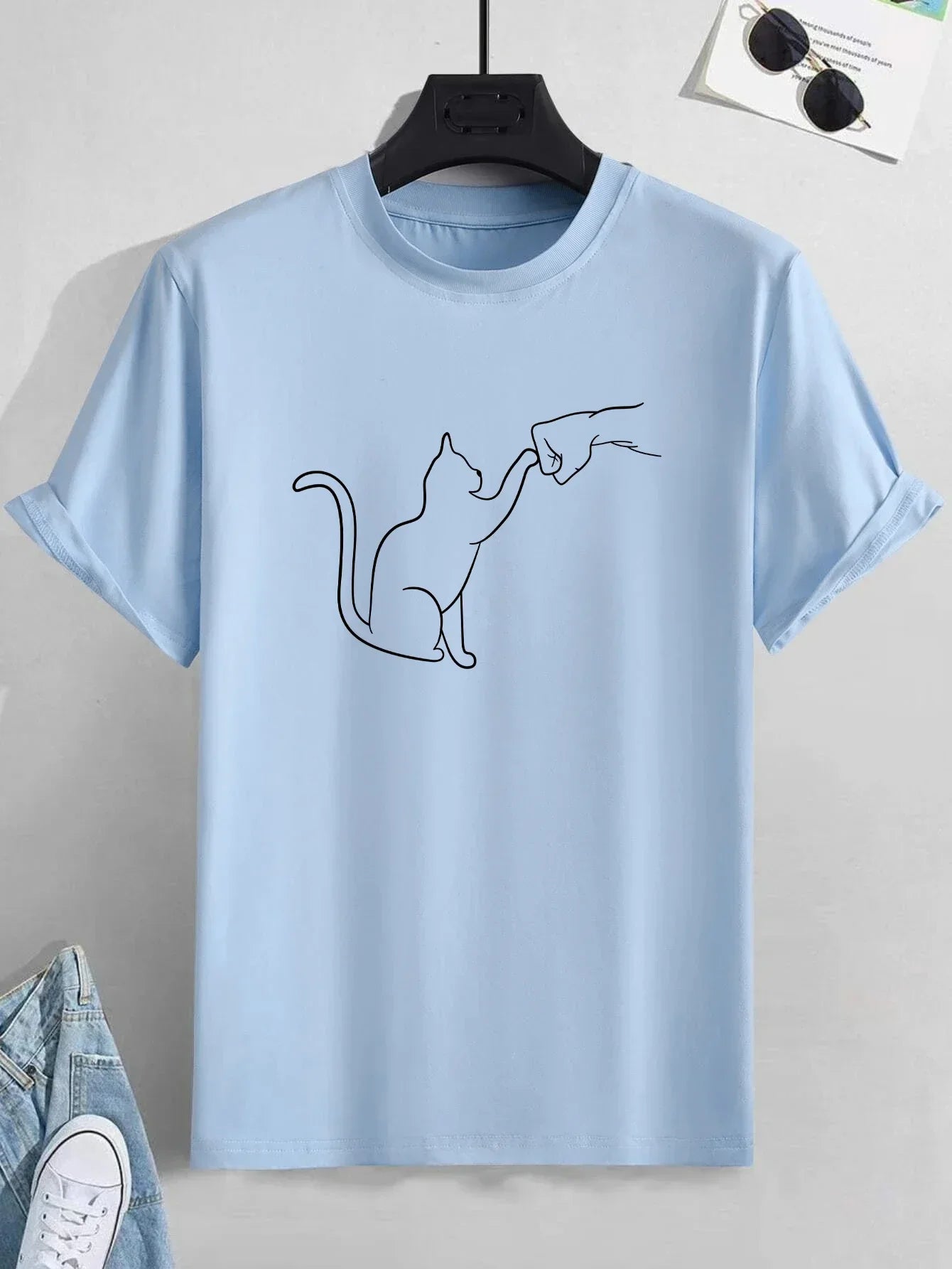 Men Cat Print T-Shirt