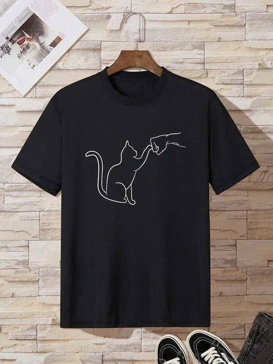 Men Cat Print T-Shirt